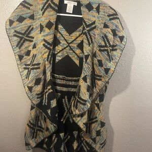 JohnPaulRichard Multicolor Geometric Open Front Reversible Sweater